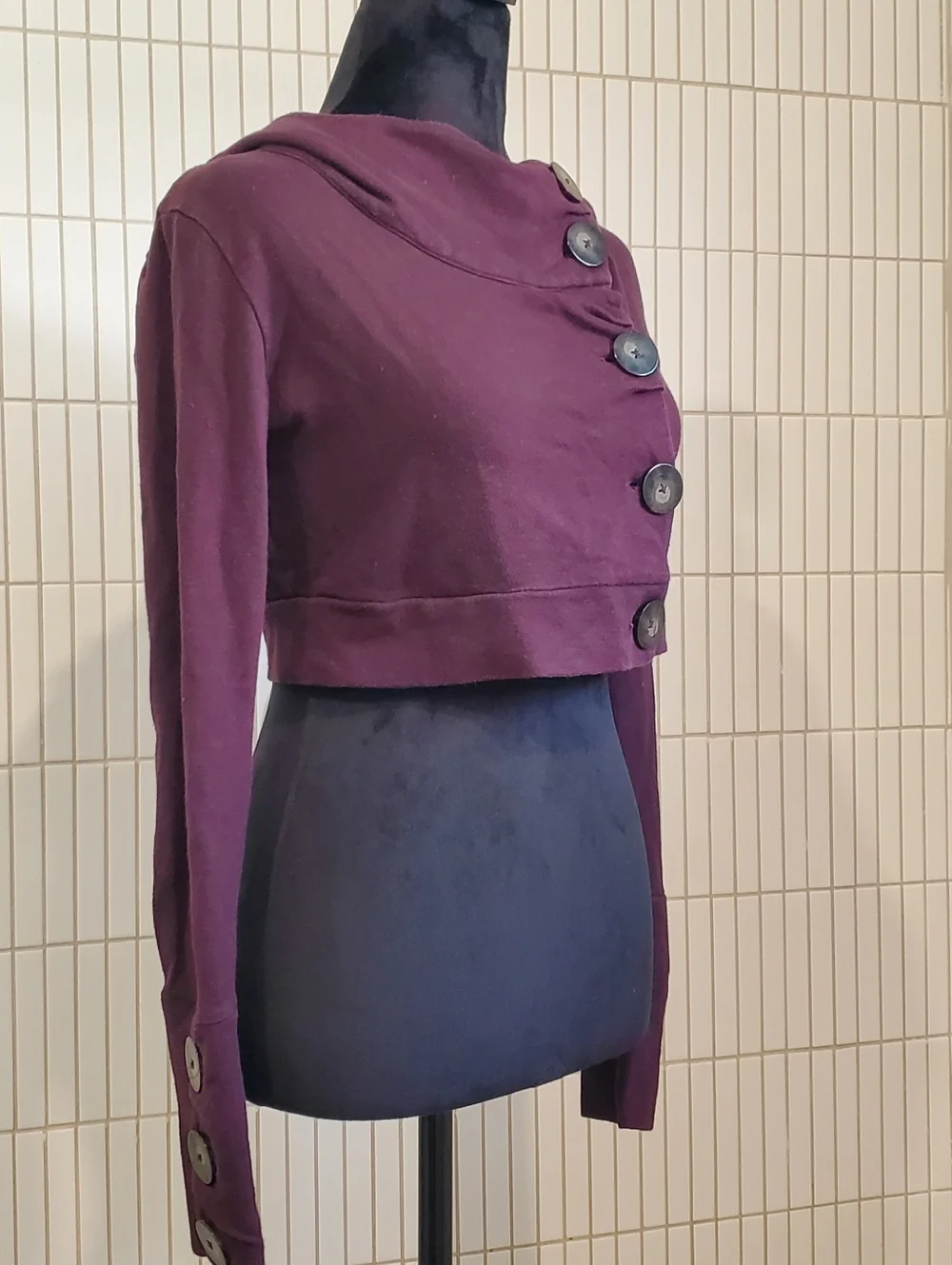 Nomads Hemp Wear Womens Cropped Phenomenon Hoodie Jacket Plum Purple Size Small - Picture 3 of 9